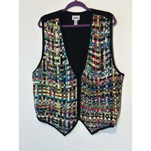 Vintage Theo Womens Vest 3X Colorful Layer  Artsy Boho
